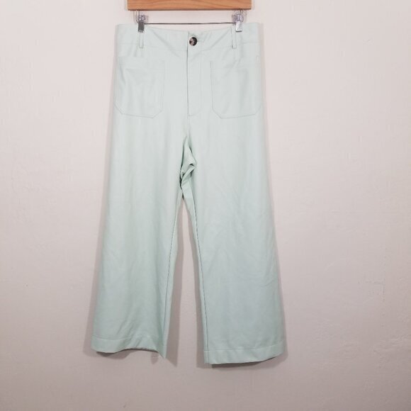 MAEVE by Anthropologie Faux Leather THE COLETTE High Rise Wide Leg Pants Size 32 - Picture 1 of 8